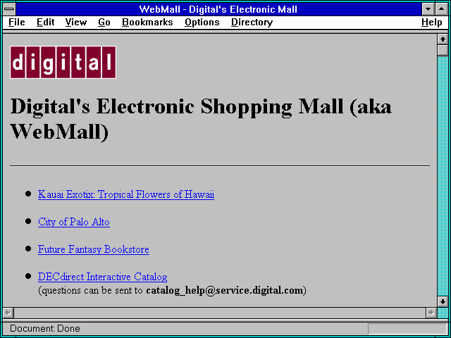 Screenshot of WebMall - Digital's Electronic Mall