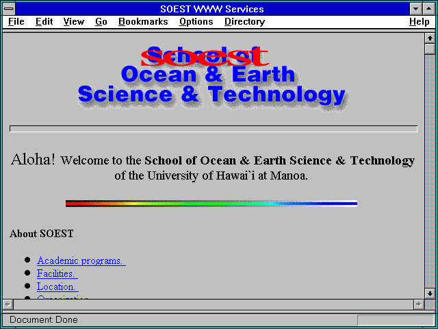 Screenshot of SOEST WWW Services