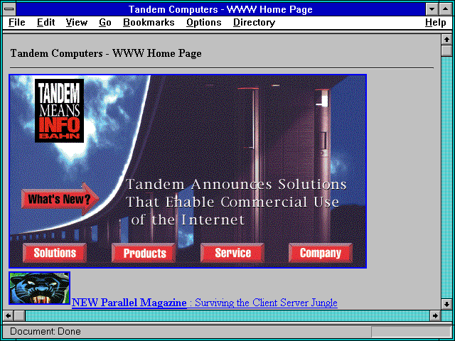 Screenshot of Tandem Computers - WWW Home Page