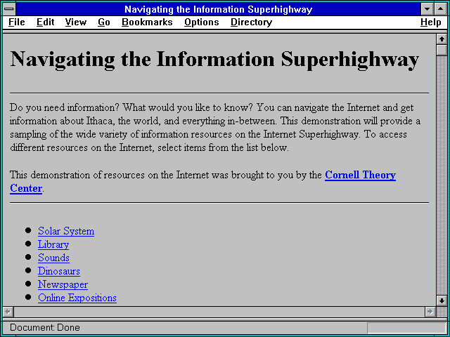 Screenshot of Navigating the Information Superhighway