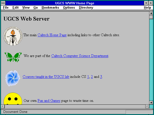 Screenshot of UGCS WWW Home Page
