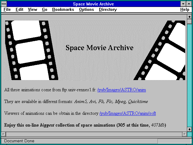 Screenshot of Space Movie Archive