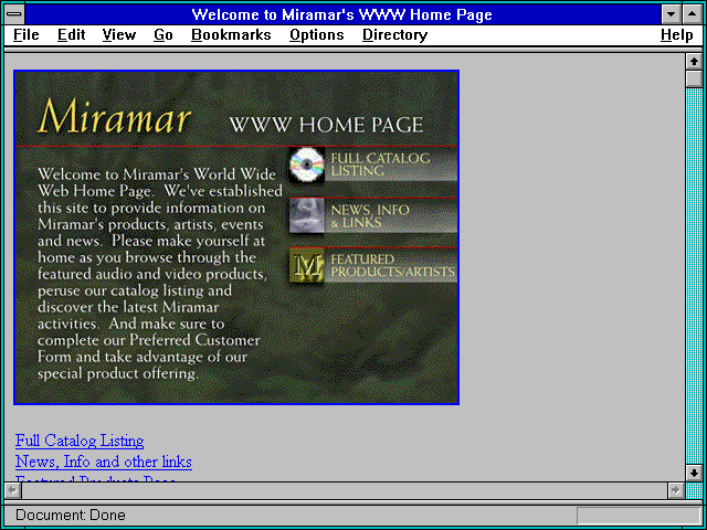 Screenshot of Welcome to Miramar's WWW Home Page