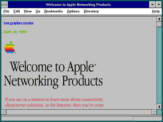 Screenshot of Welcome to Apple Networking Products