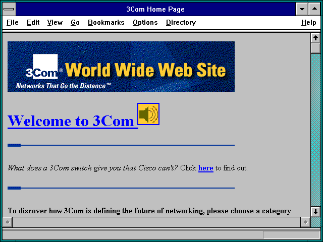 Screenshot of 3Com Home Page