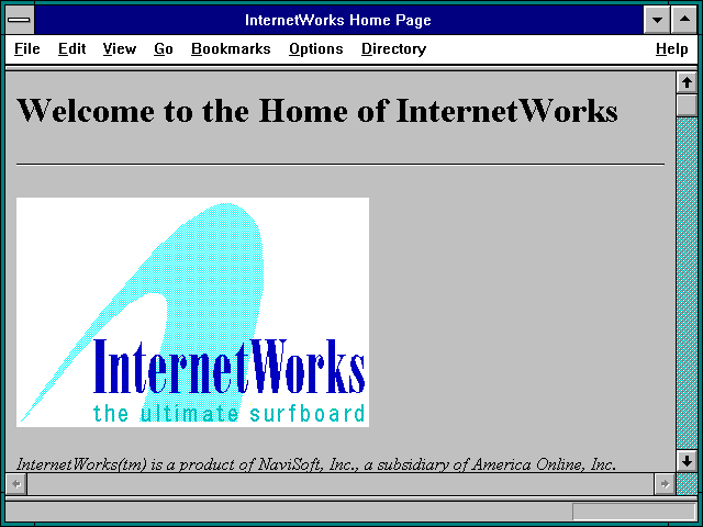 Screenshot of InternetWorks Home Page