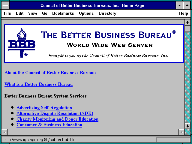 Screenshot of Council of Better Business Bureaus Inc.: Home Page