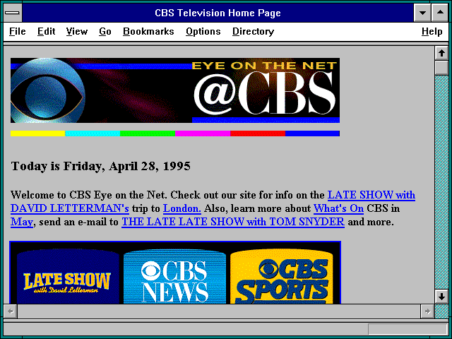 Screenshot of CBS Television Home Page