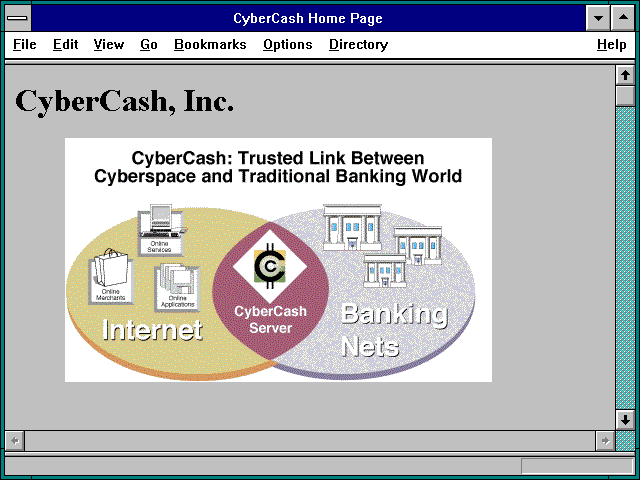 Screenshot of CyberCash Home Page