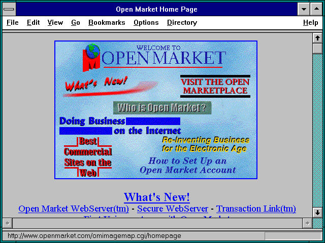 Screenshot of Open Market Home Page