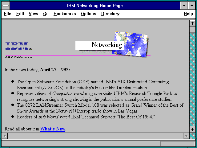 Screenshot of IBM Networking Home Page
