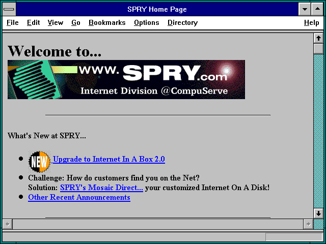Screenshot of SPRY Home Page