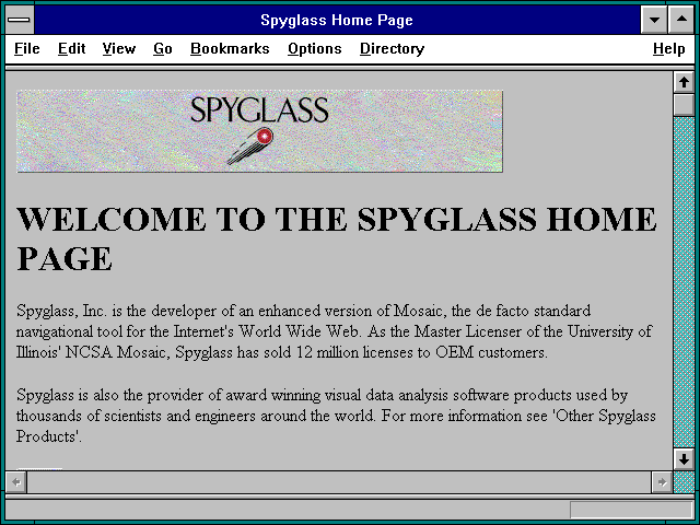 Screenshot of Spyglass Home Page