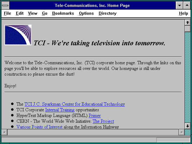 Screenshot of Tele-Communications Inc. Home Page
