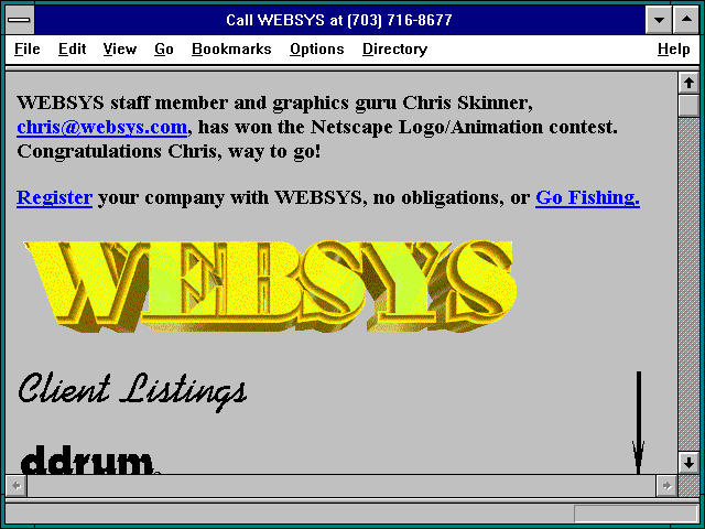Screenshot of Call WEBSYS at (703) 716-8677