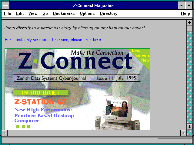 Screenshot of Z-Connect Magazine