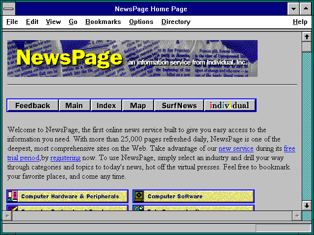 Screenshot of NewsPage Home Page
