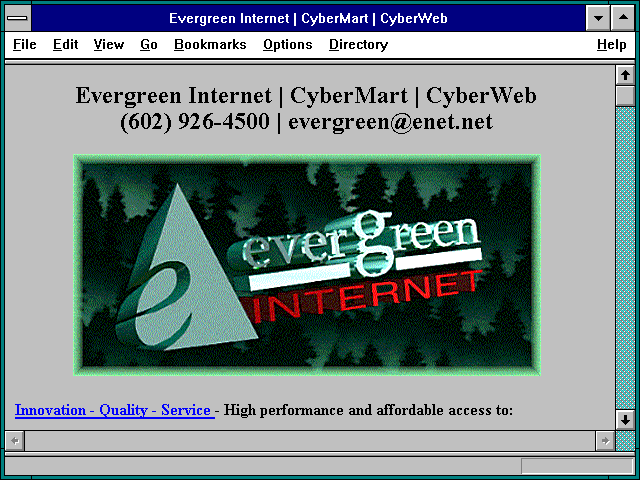 Screenshot of Evergreen Internet | CyberMart | CyberWeb
