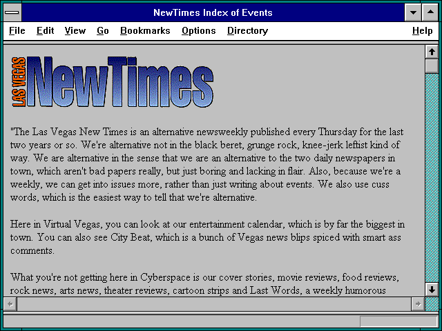 Screenshot of NewTimes Index of Events