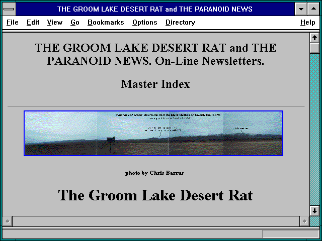 Screenshot of THE GROOM LAKE DESERT RAT and THE PARANOID NEWS