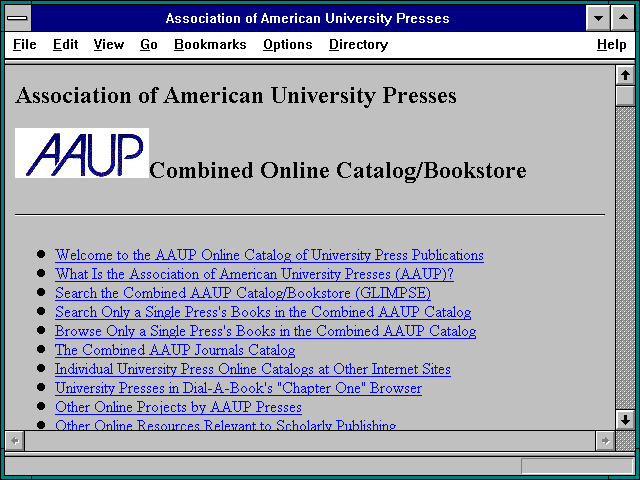 Screenshot of Association of American University Presses