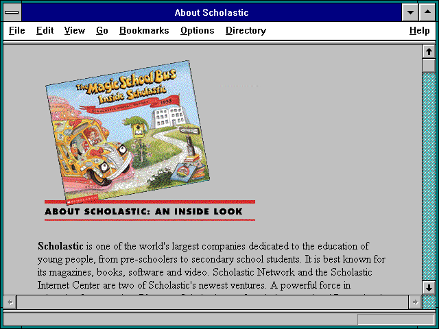 Screenshot of About Scholastic