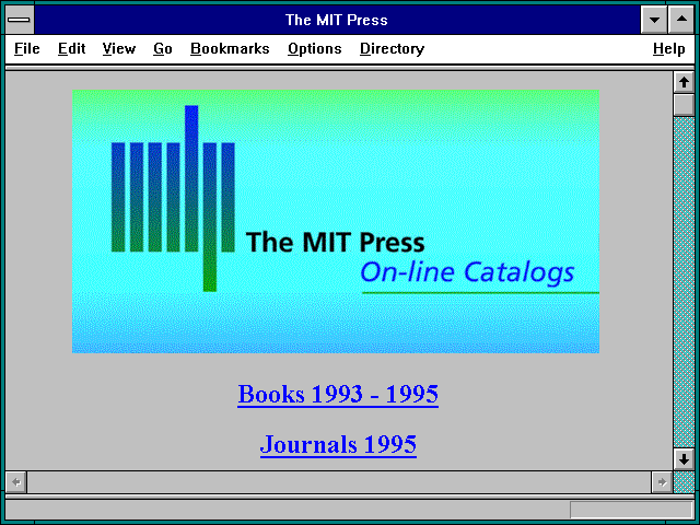 Screenshot of MIT Press Online Catalogs