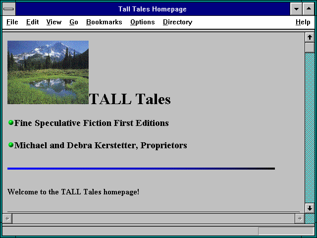 Screenshot of Tall Tales Homepage