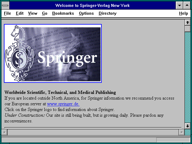 Screenshot of Welcome to Springer-Verlag New York