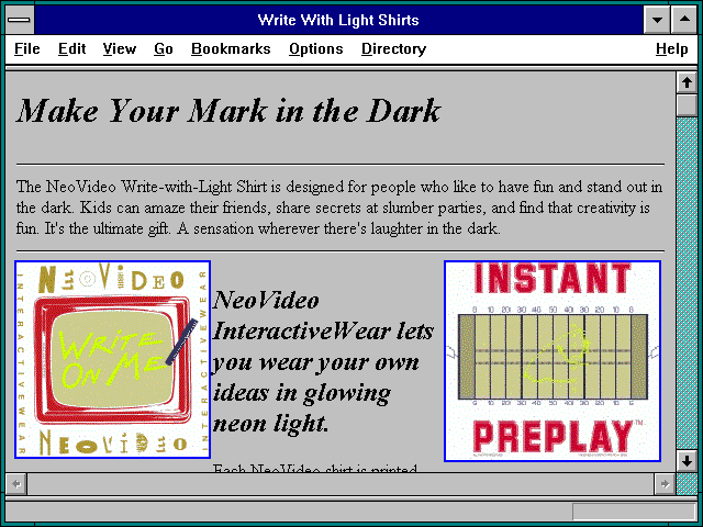 Screenshot of Write With Light Shirts