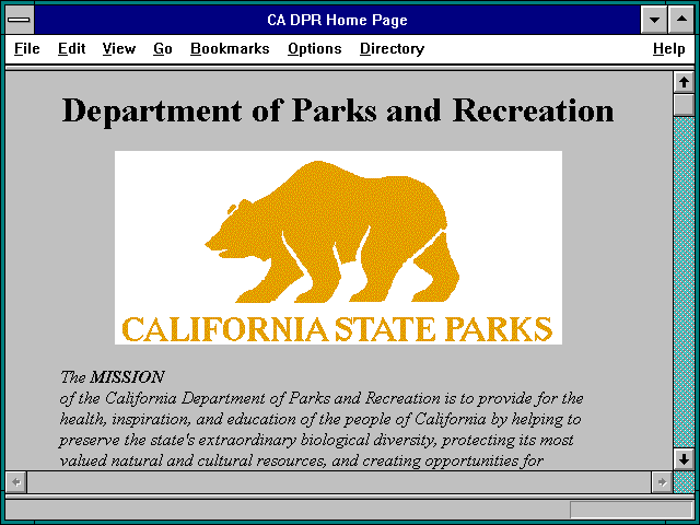 Screenshot of CA DPR Home Page