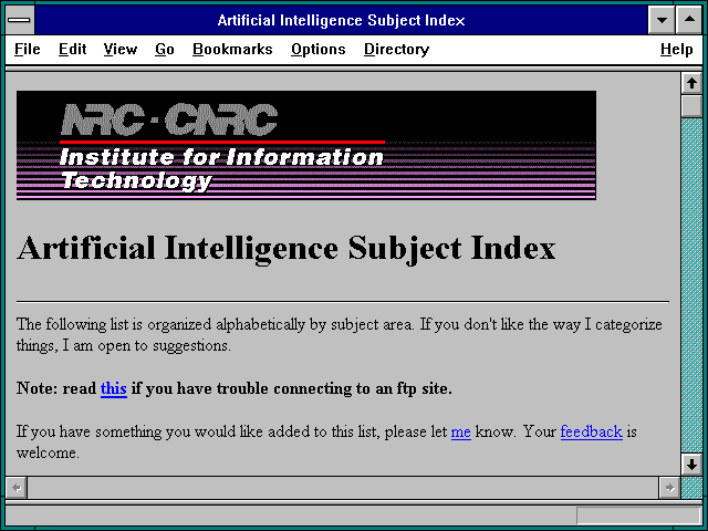 Screenshot of Artificial Intelligence Resources