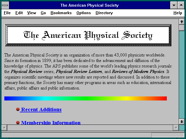Screenshot of The American Physical Society