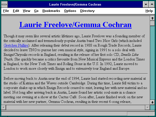 Screenshot of Laurie Freelove/Gemma Cochran