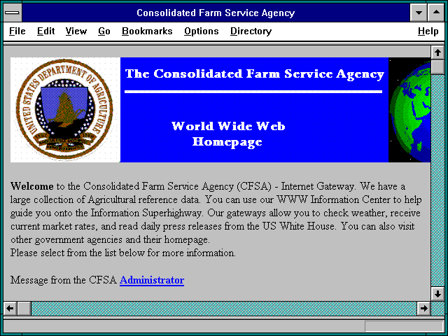 Screenshot of Consolidated Farm Service Agency