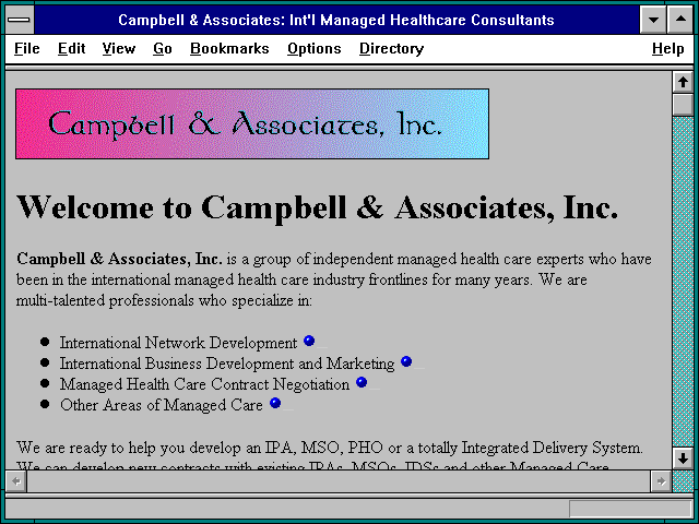Screenshot of Campbell & Associates: Int'l Managed Healthcare Consultants