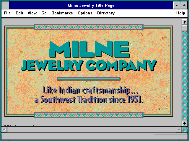 Screenshot of Milne Jewelry Title Page