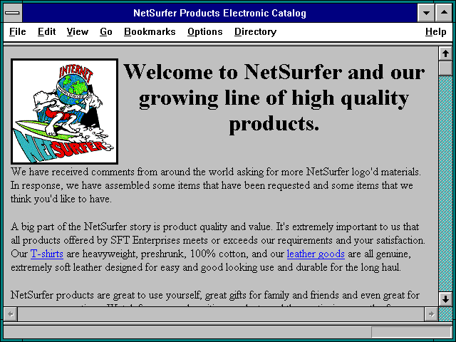 Screenshot of NetSurfer Products Electronic Catalog