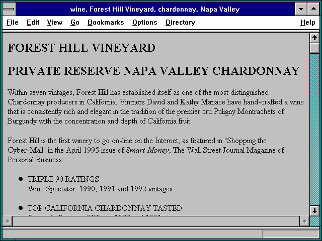 Screenshot of wine Forest Hill Vineyard chardonnay Napa Valley