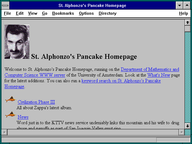 Screenshot of St. Alphonzo's Pancake Homepage