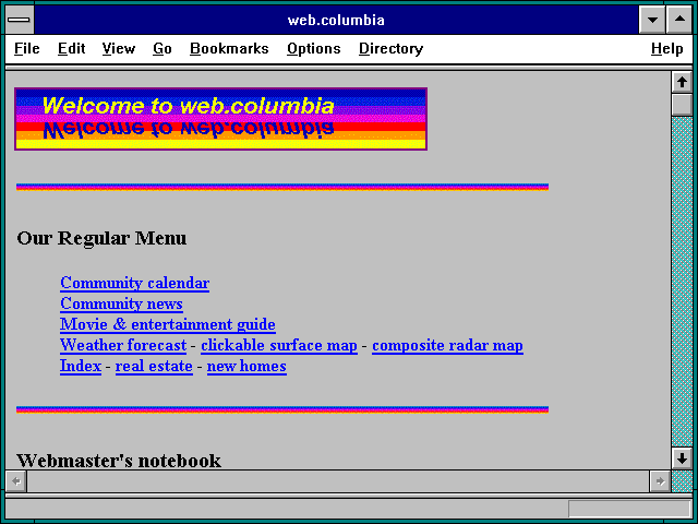Screenshot of web.columbia