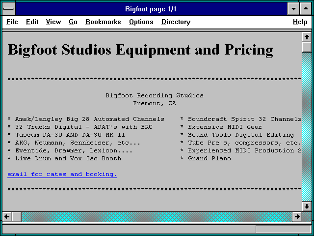 Screenshot of Bigfoot page 1/1