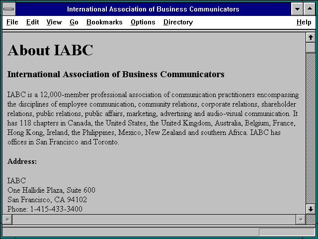 Screenshot of International Association of Business Communicators