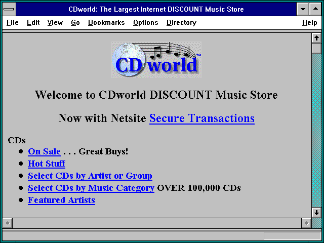 Screenshot of CDworld: The Largest Internet DISCOUNT Music Store