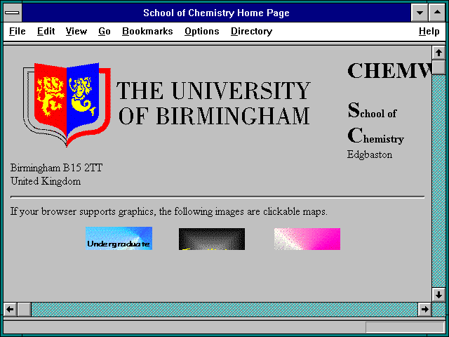 Screenshot of School of Chemistry Home Page