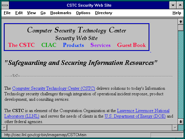 Screenshot of CSTC Security Web Site