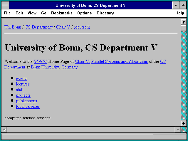Screenshot of University of Bonn CS Department V
