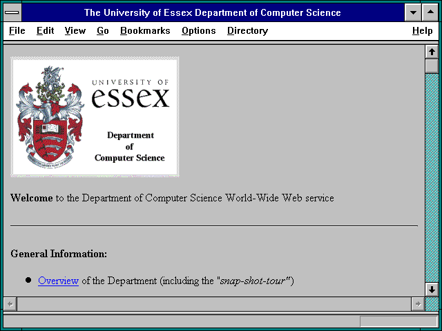 Screenshot of The University of Essex Department of Computer Science