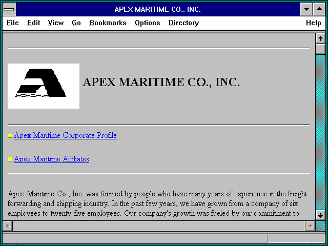 Screenshot of APEX MARITIME CO. INC.