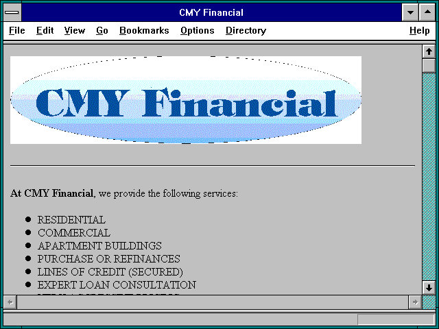 Screenshot of CMY Financial
